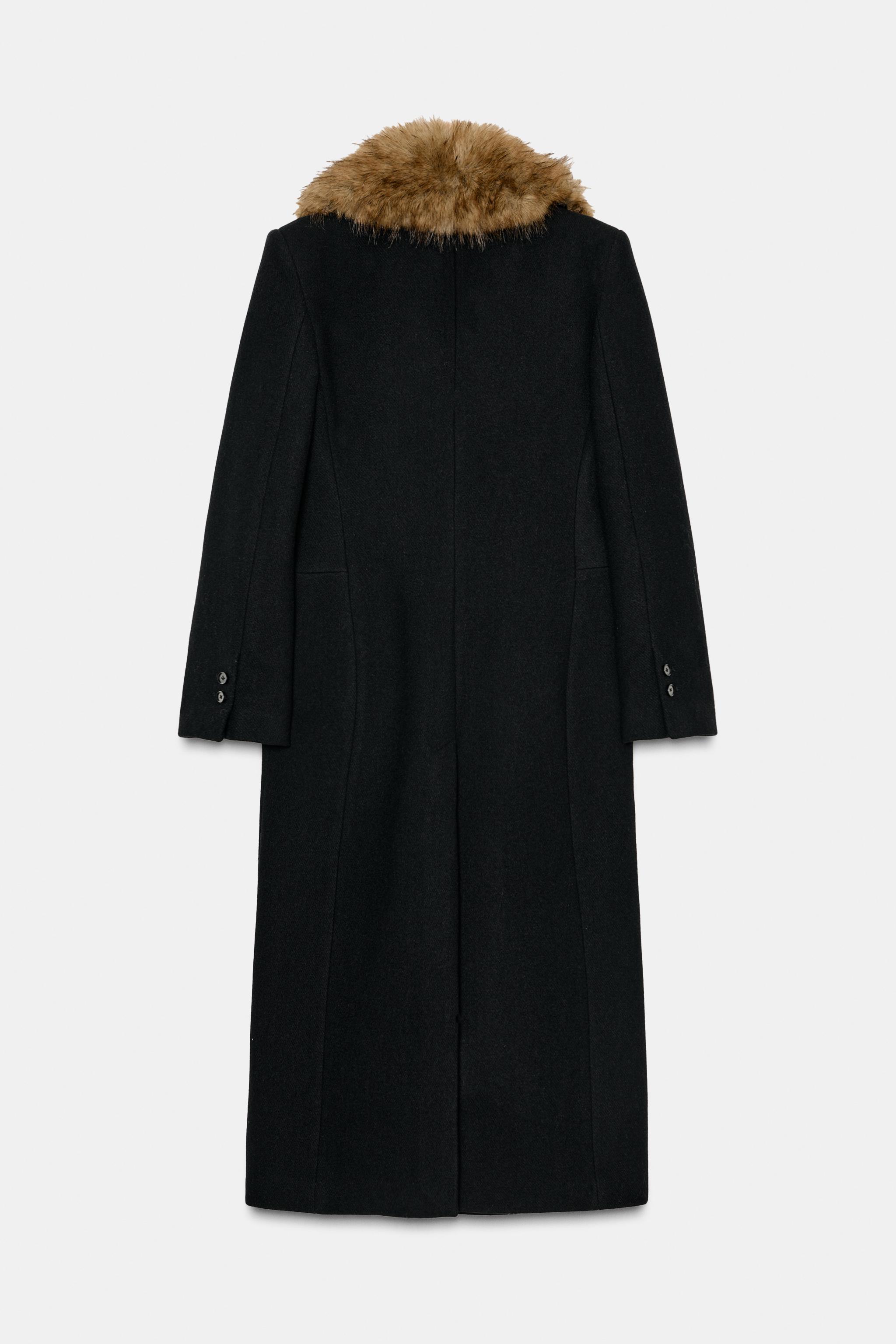WOOL BLEND COAT WITH FAUX FUR COLLAR ZW COLLECTION